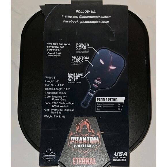 PHANTOM Pickleball Paddle ETERNAL RED 14mm Racket T700 Carbon Fiber USA Appoved - Picture 6 of 6